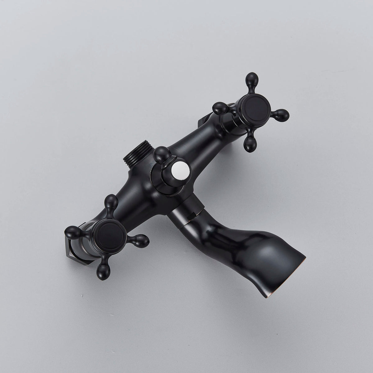 Robinet baignoire salle de bain rétro céramique douchette - Doré - Laiton