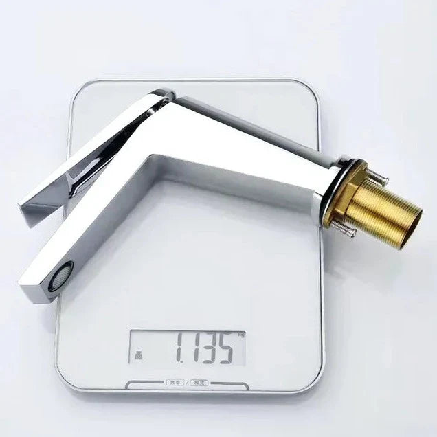 Robinet lavabo salle de bain minimaliste mitigeur - Argenté - Laiton