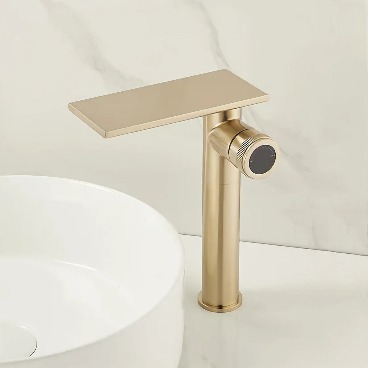 Robinet moderne bec plat mitigeur - Doré - Laiton