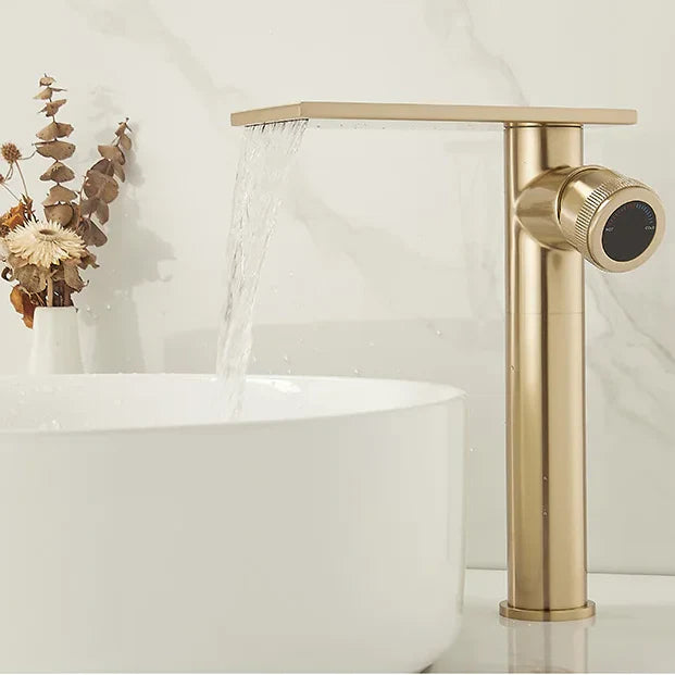 Robinet moderne bec plat mitigeur - Doré - Laiton