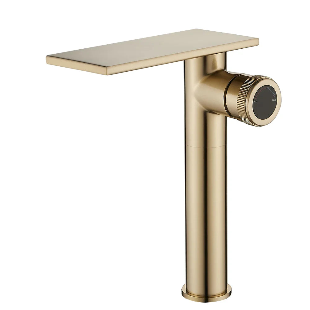 Robinet moderne bec plat mitigeur - Doré - Laiton