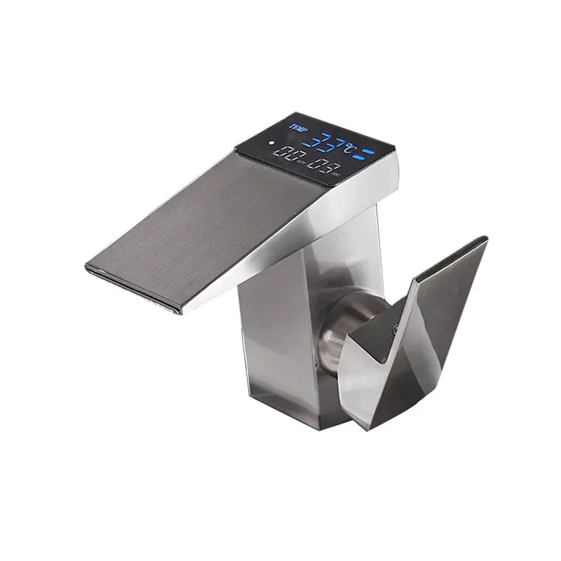 Robinet salle de bain lavabo thermostatique affichage numérique - Argenté - Laiton