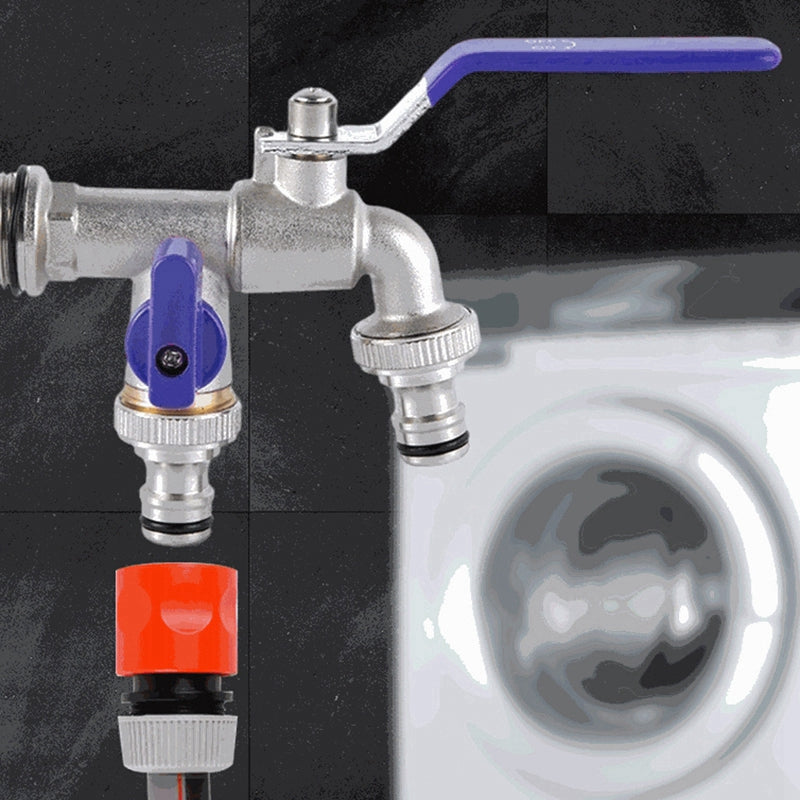 Robinet extérieur de jardin vannes double sorties - Argenté