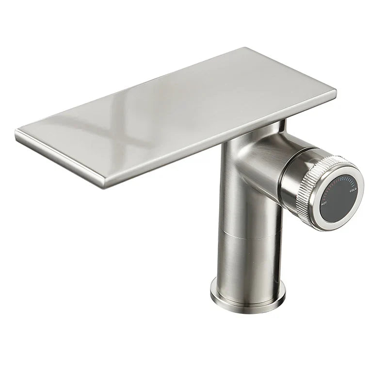 Robinet moderne bec plat mitigeur - Argenté - Laiton