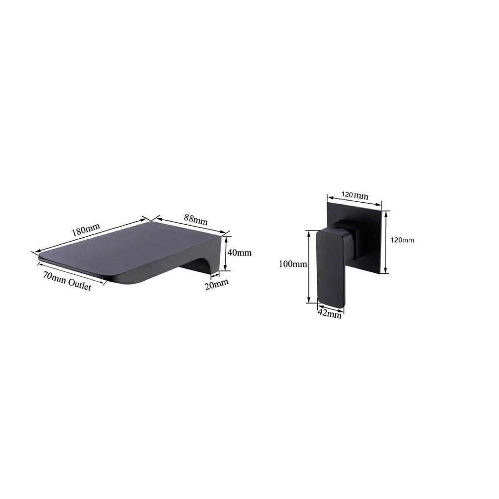 Robinet salle de bain lavabo encastrable mural cascade - Noir - Laiton