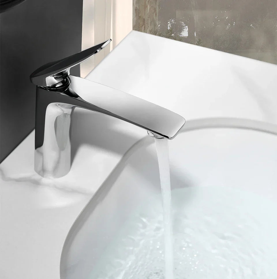 Robinet mitigeur minimaliste lavabo salle de bain - Argenté - Laiton