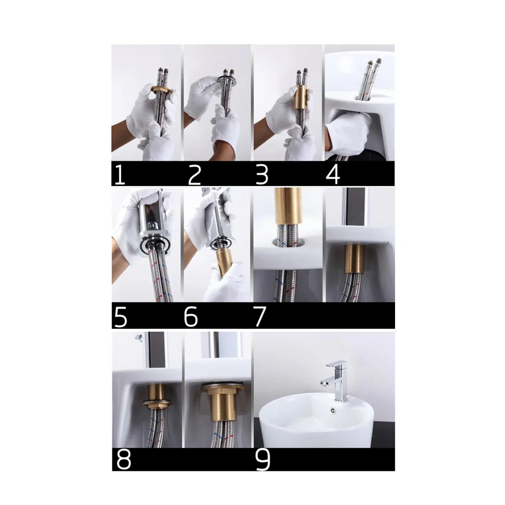 Robinet baignoire salle de bain cascade douchette - Blanc - Laiton