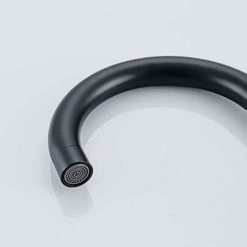 Robinet moderne poignées déportées lavabo salle de bain - Noir - Laiton