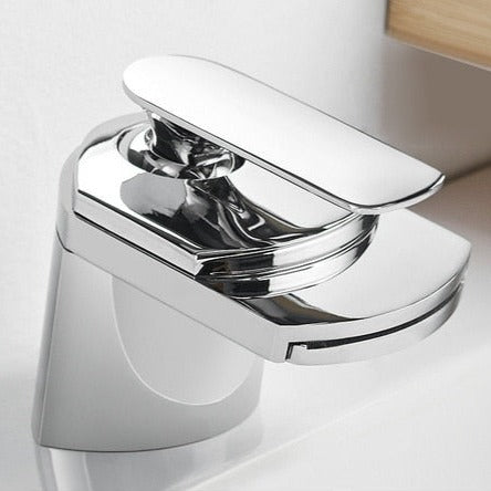 Robinet lavabo salle de bain large design cascade - Argenté