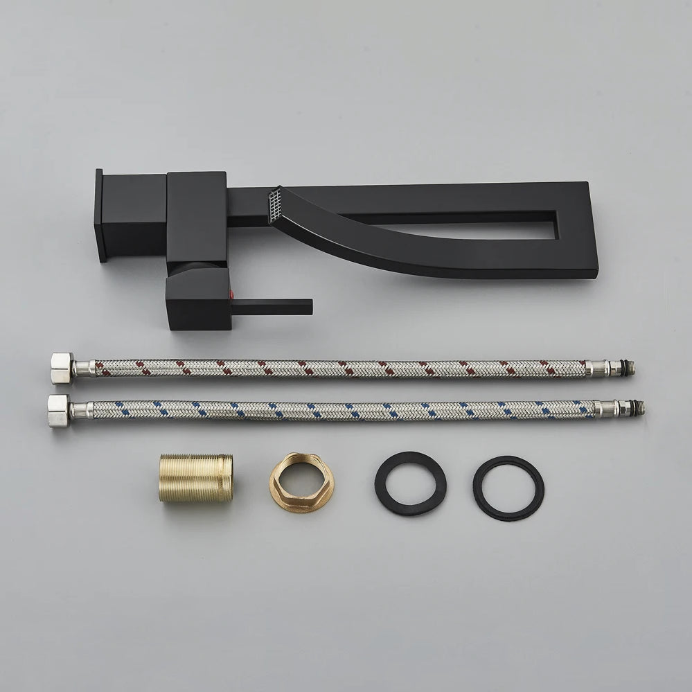 Robinet lavabo salle de bain haut design - Noir - Laiton