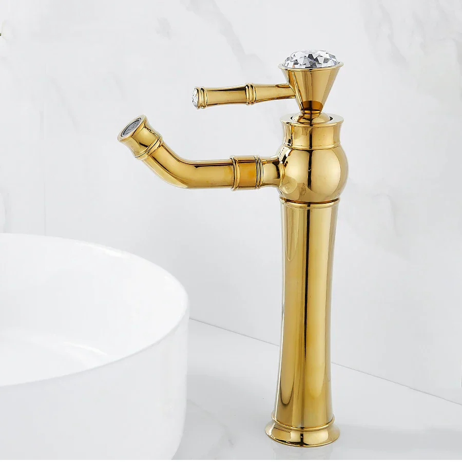 Robinet lavabo salle de bain diamant - Doré - Laiton