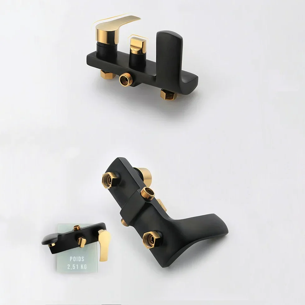 Robinet salle de bain baignoire douche - Noir Doré