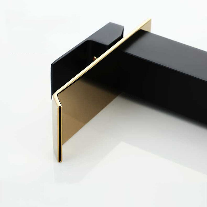 Robinet salle de bain lavabo carré moderne finitions dorées - Noir - Laiton