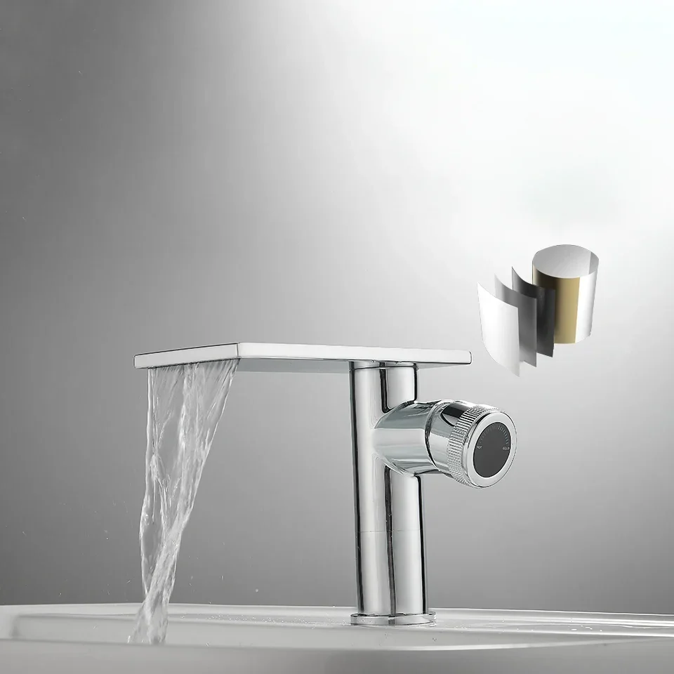 Robinet moderne bec plat mitigeur - Argenté - Laiton