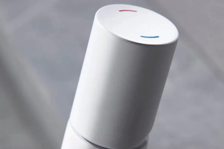 Robinet lavabo salle de bain mitigeur poignée ronde - Blanc - Laiton