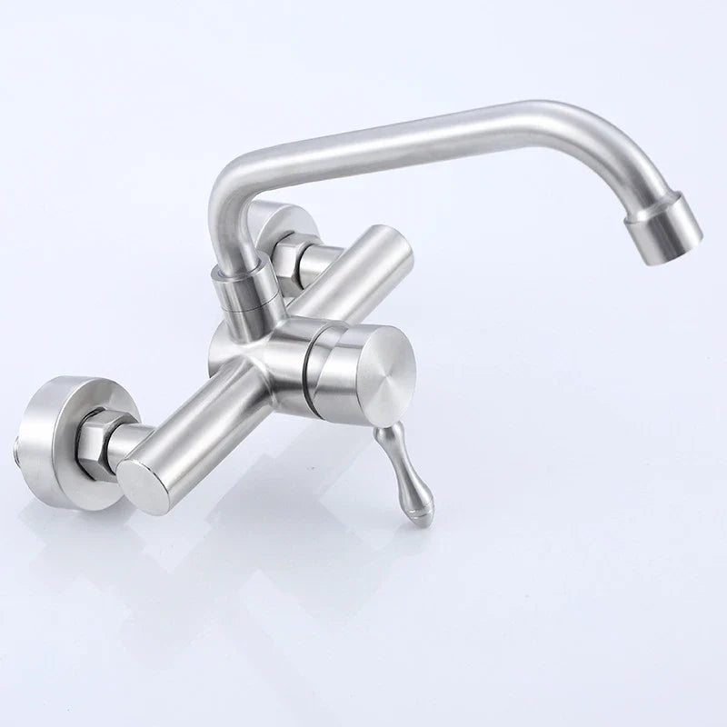 Robinet évier de cuisine encastrable mural - Argenté