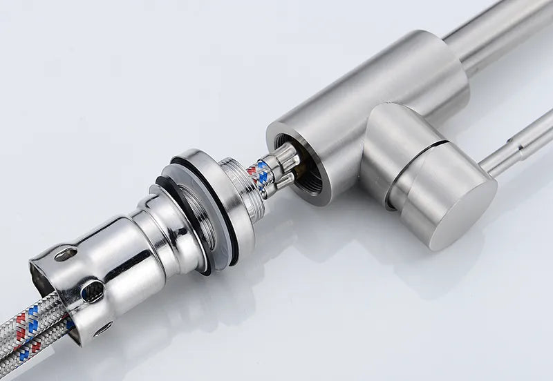 Robinet fin évier de cuisine bec pivotant - Argenté