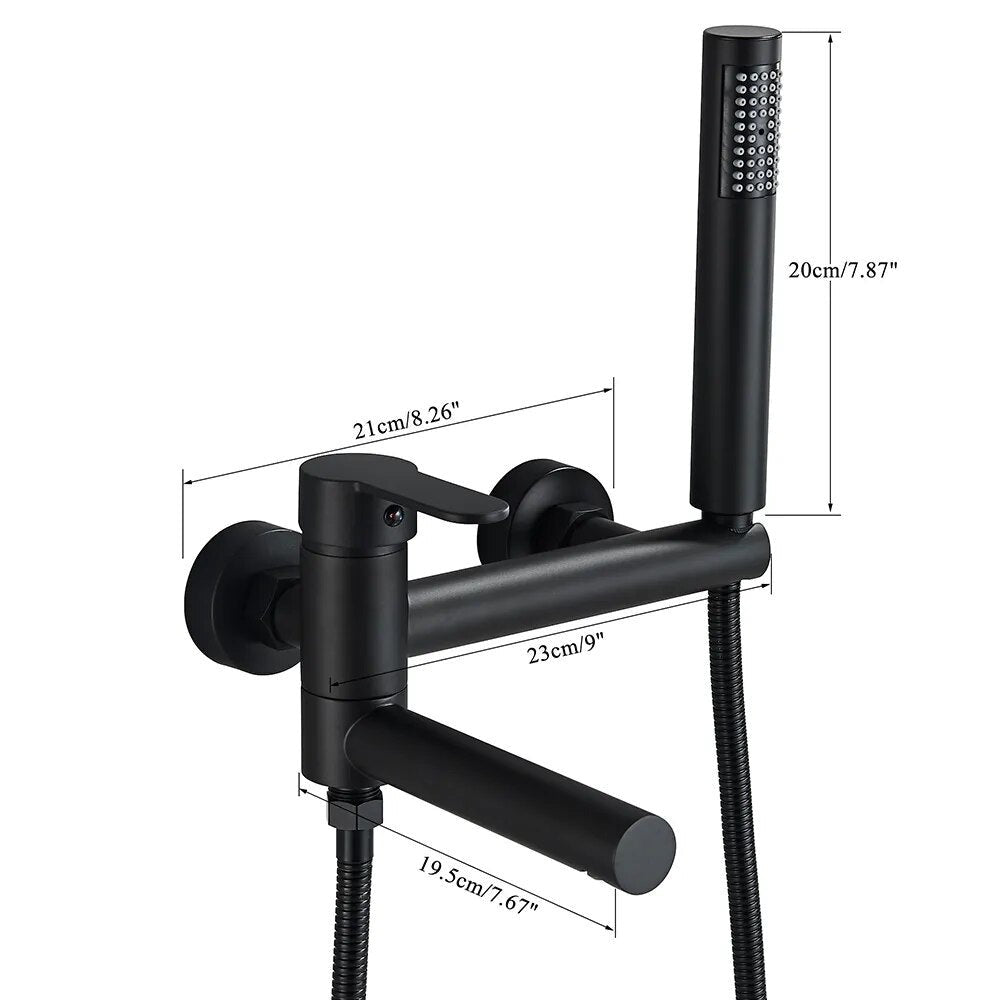 Robinet baignoire salle de bain design moderne douchette - Noir - Laiton
