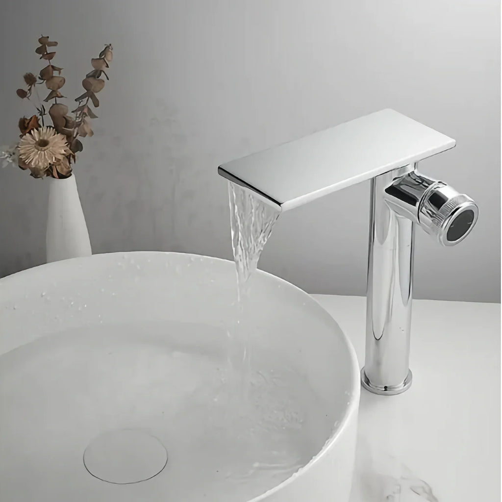 Robinet moderne bec plat mitigeur - Argenté - Laiton