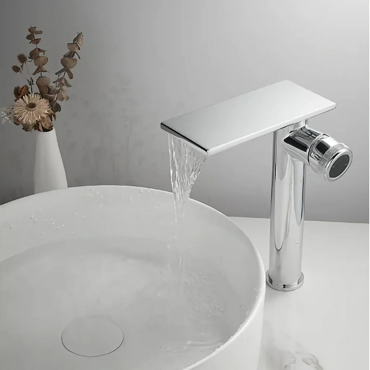 Robinet moderne bec plat mitigeur - Argenté - Laiton