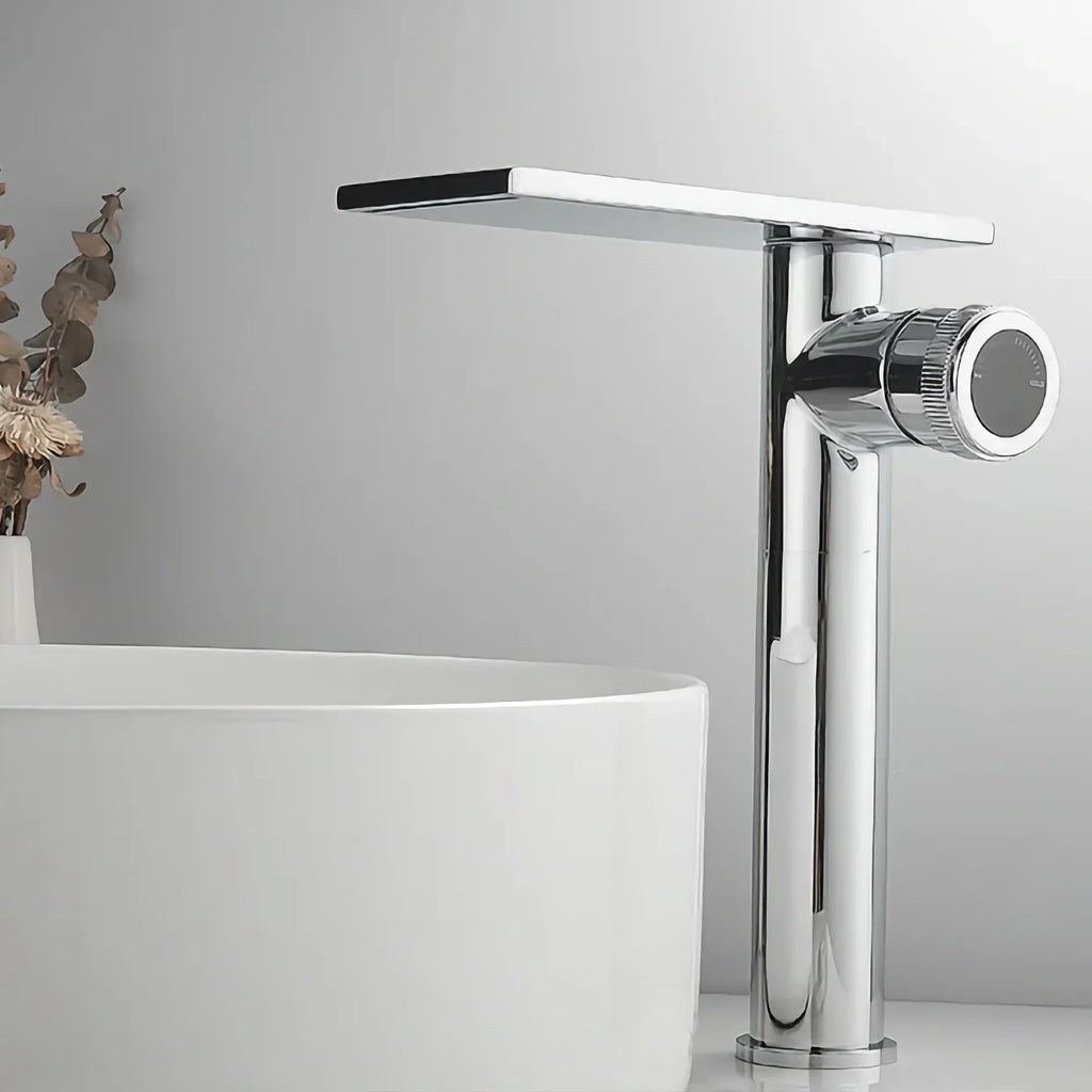 Robinet moderne bec plat mitigeur - Argenté - Laiton