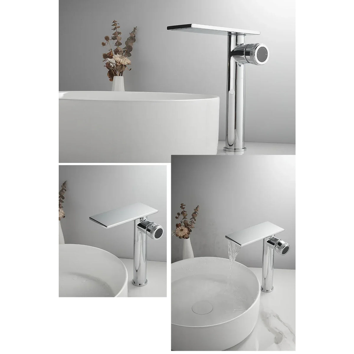 Robinet moderne bec plat mitigeur - Argenté - Laiton