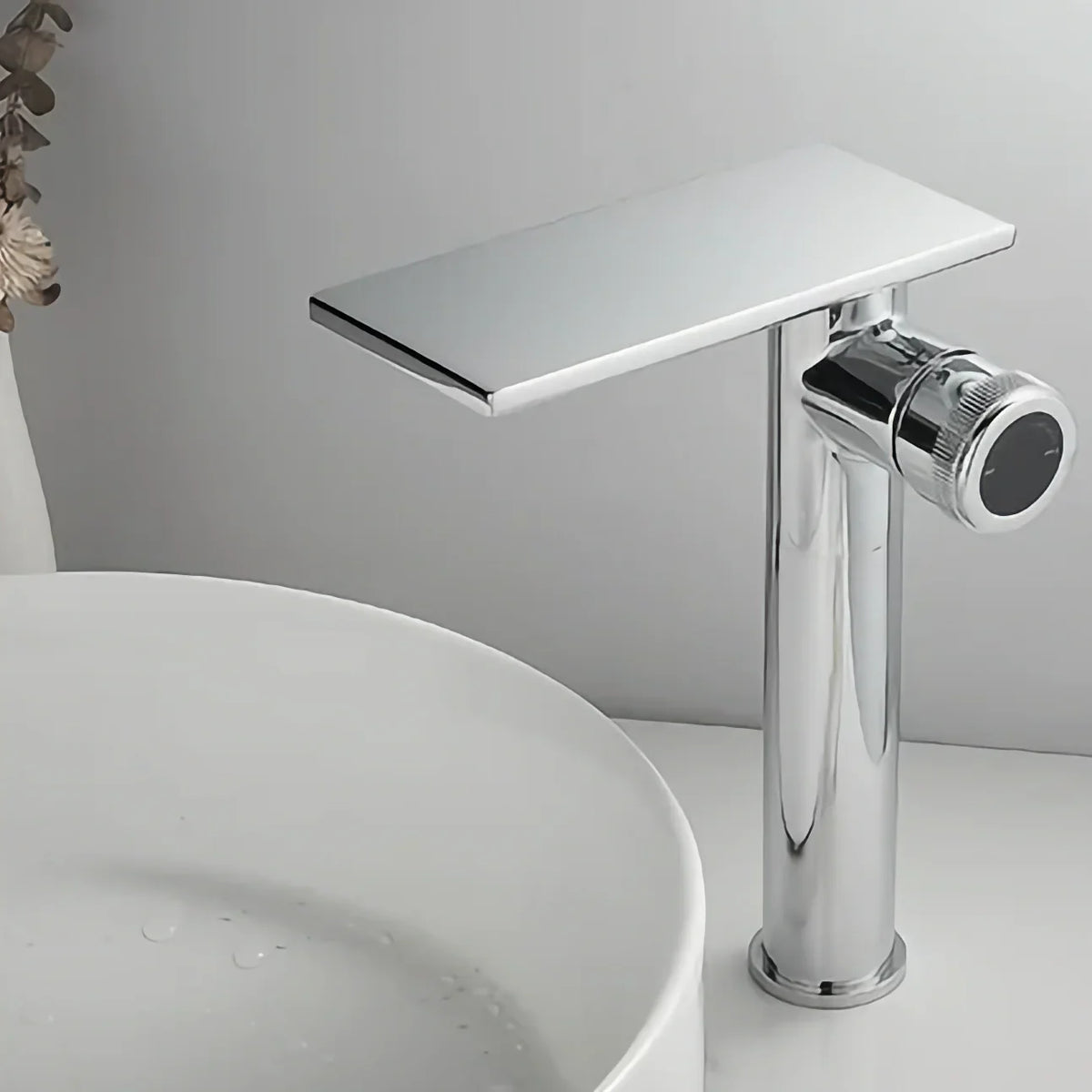 Robinet moderne bec plat mitigeur - Argenté - Laiton