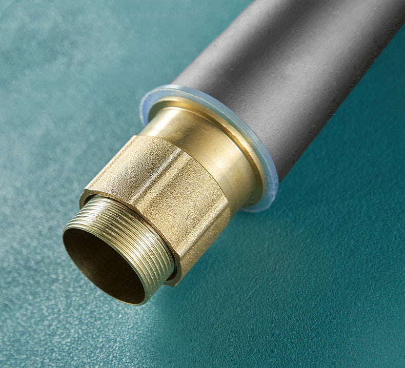 Robinet lavabo salle de bain bec long - Noir - Laiton