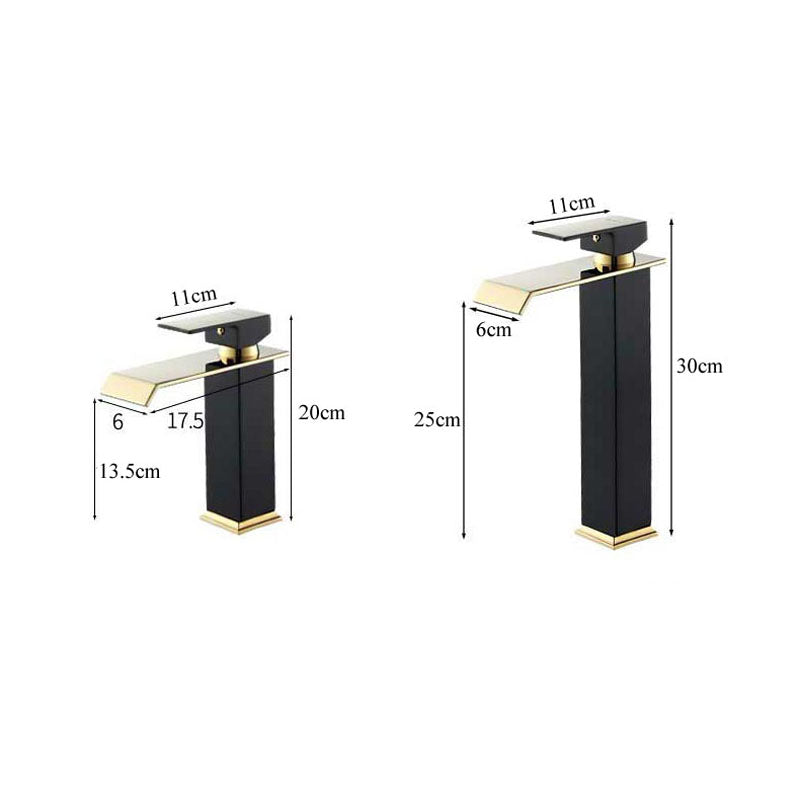 Robinet salle de bain lavabo carré moderne finitions dorées - Noir - Laiton