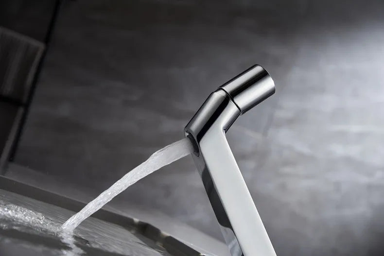 Robinet lavabo salle de bain mitigeur poignée ronde - Argenté - Laiton