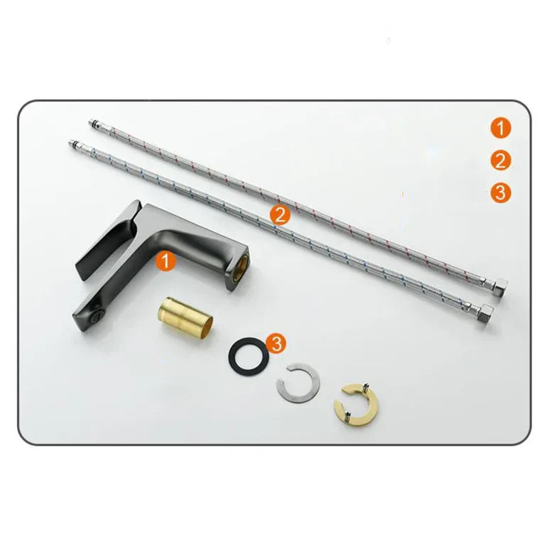 Robinet lavabo salle de bain design épuré - Argenté - Laiton