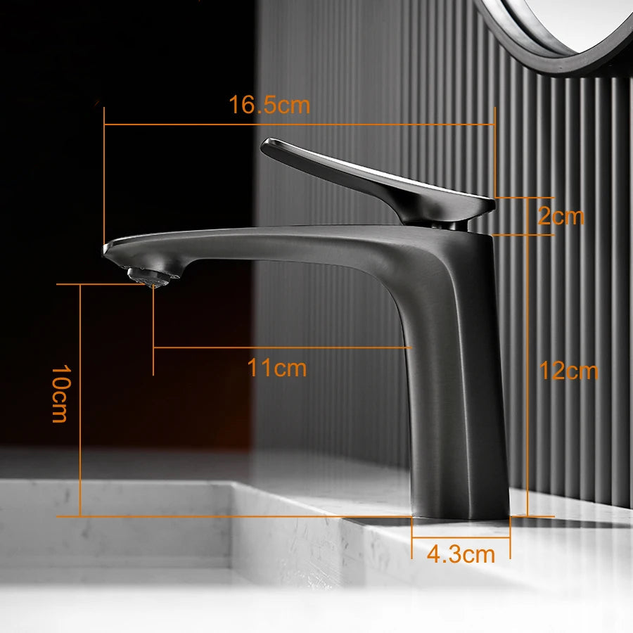 Robinet mitigeur minimaliste lavabo salle de bain - Noir - Laiton