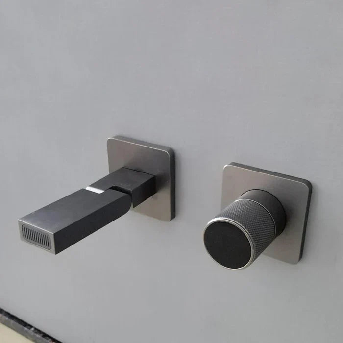 Robinet salle de bain lavabo mural encastrable pivotant - Argenté - Laiton