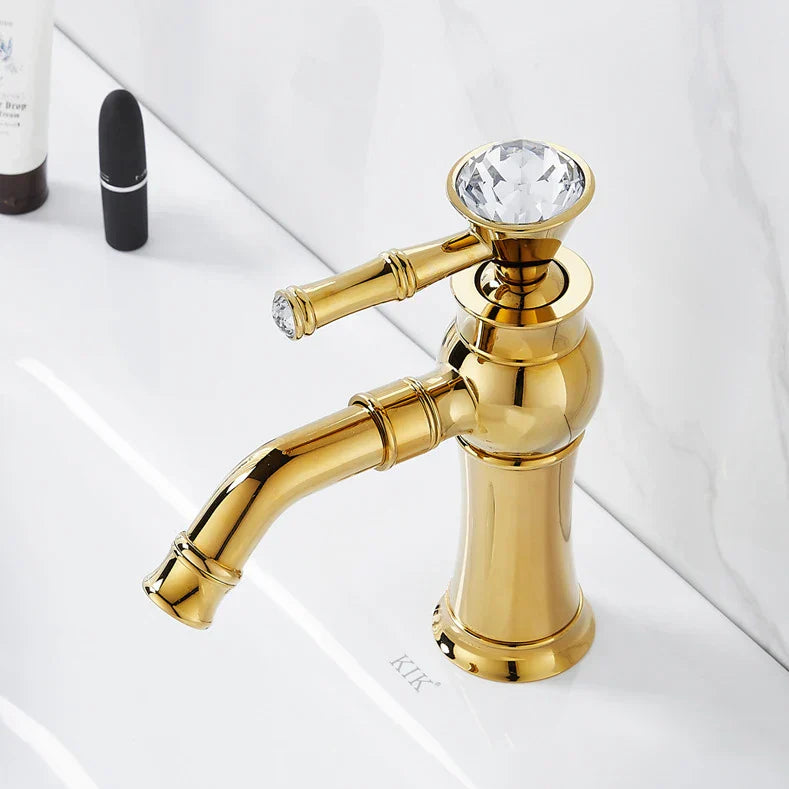 Robinet lavabo salle de bain diamant - Doré - Laiton