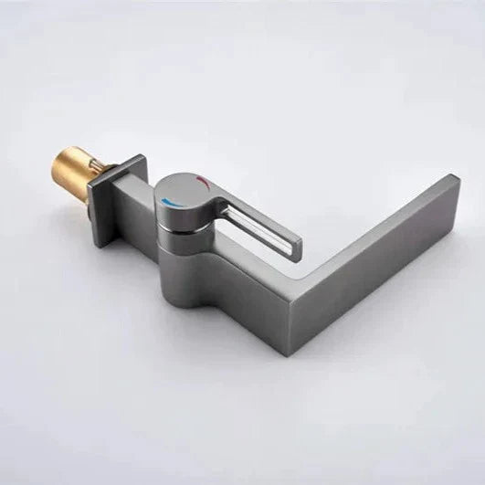 Robinet lavabo salle de bain plat rectangulaire minimaliste - Argenté - Laiton