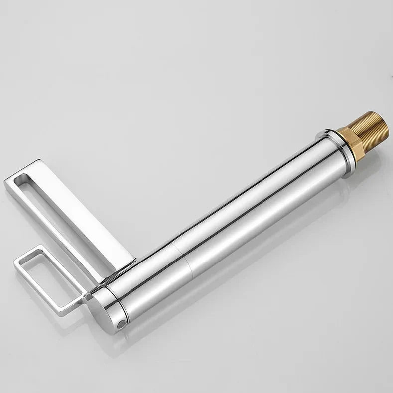 Robinet salle de bain lavabo géométrique - Argenté - Laiton