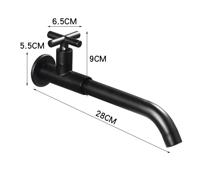 Robinet évier cuisine mural encastrable eau froide poignée croix - Blanc