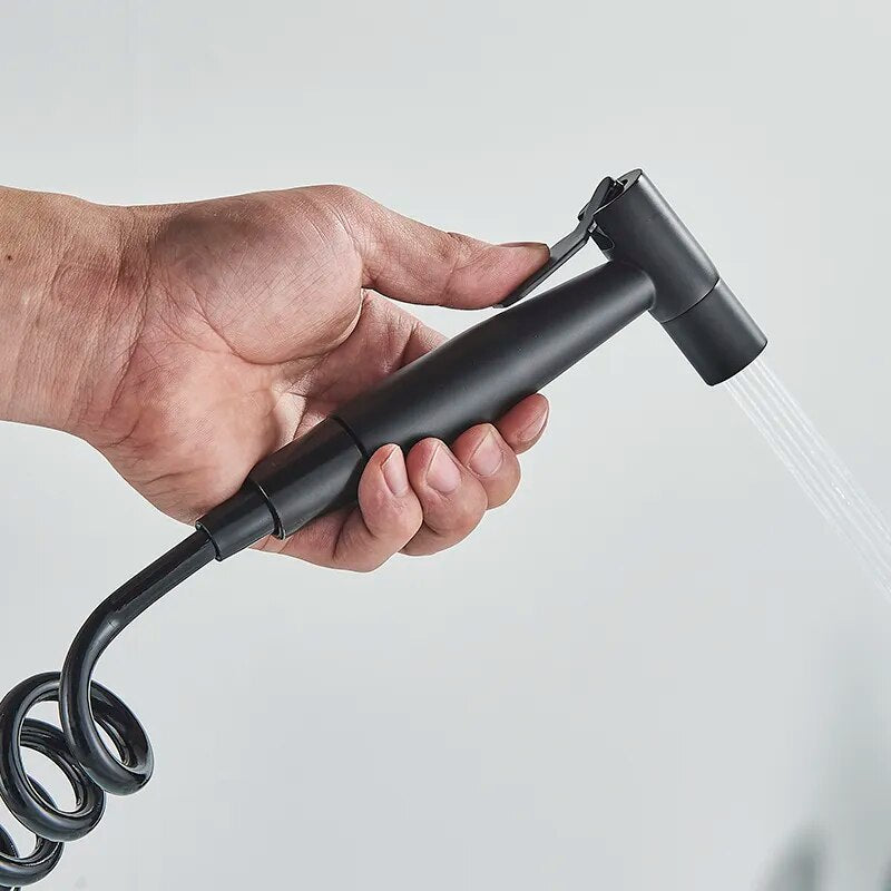 Robinet évier cuisine mural encastrable douchette pistolet flexible - Noir