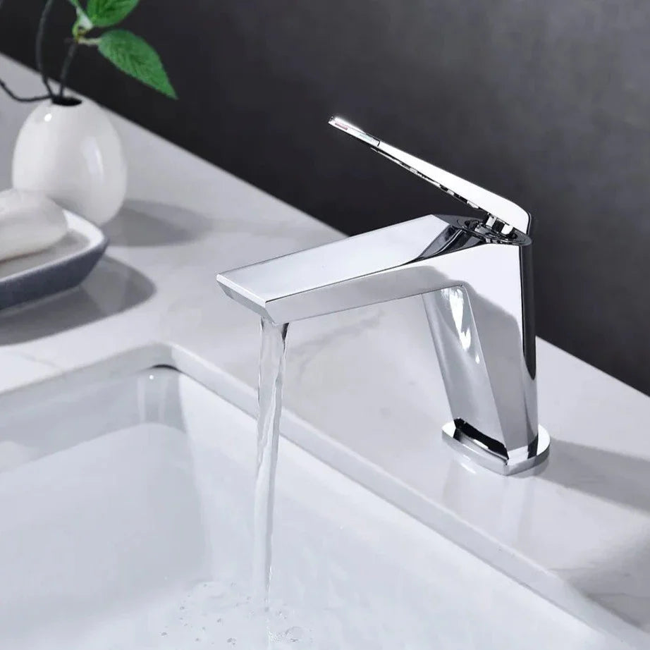 Robinet lavabo salle de bain minimaliste mitigeur - Argenté - Laiton