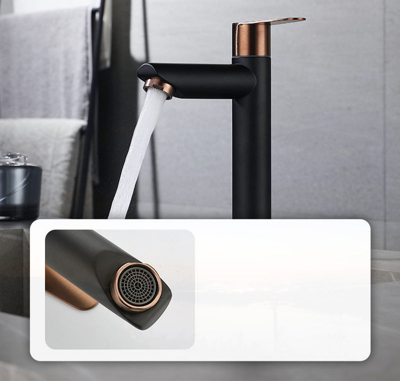 Robinet lavabo salle de bain mitigeur bicolore - Noir Doré rose