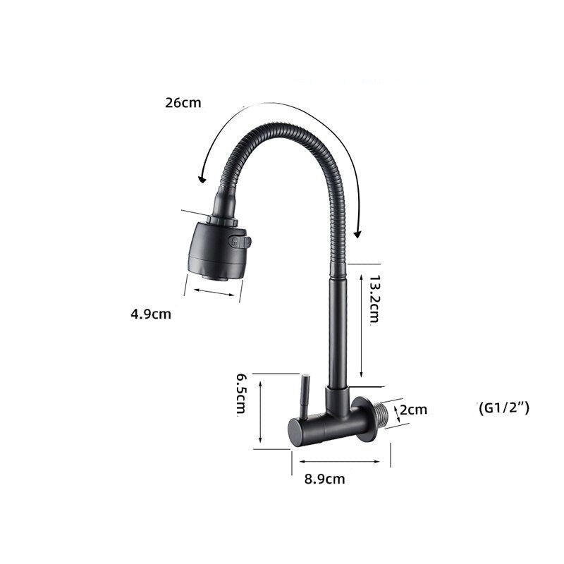 Robinet douchette cuisine évier encastrable - Noir mat