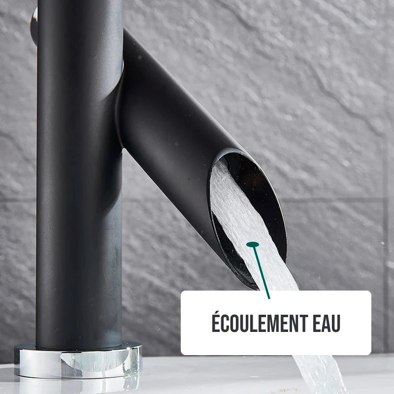 Robinet style bambou lavabo salle de bain - Noir - Laiton