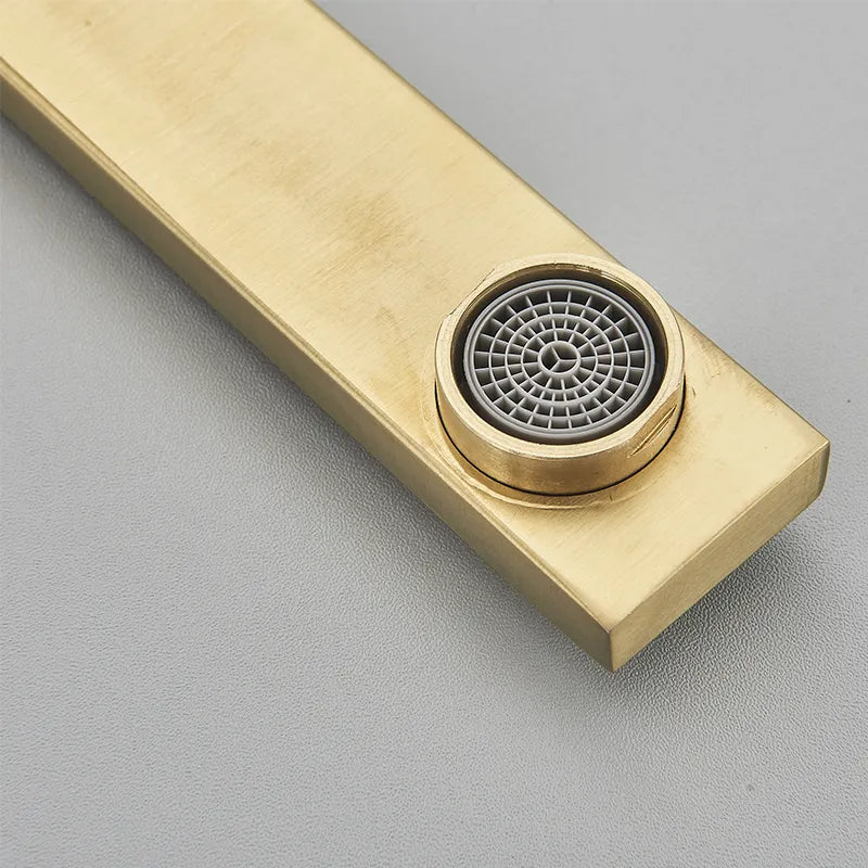 Robinet évier cuisine plat fin mitigeur rectangulaire - Doré - Laiton