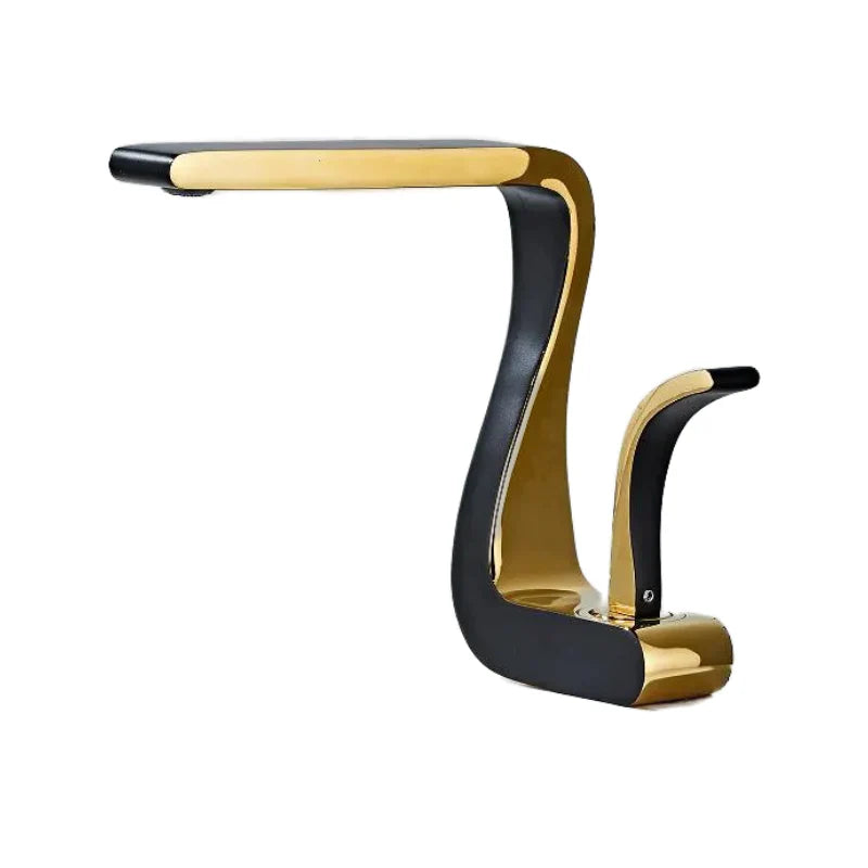 Robinet lavabo salle de bain mitigeur design incurvé - Noir - Laiton