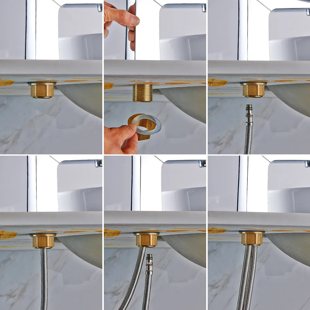 Robinet lavabo salle de bain rétro poignée céramique - Argenté - Laiton