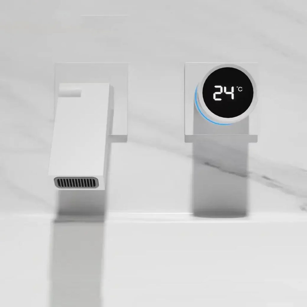 Robinet salle de bain lavabo mural encastrable pivotant - Blanc - Laiton