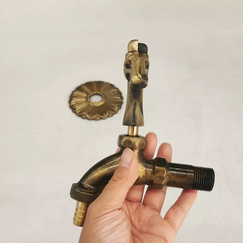 Robinet extérieur de jardin rétro fleur animaux - Doré