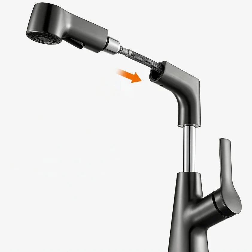 Robinet évier cuisine flexible douchette hauteur réglable - Argenté