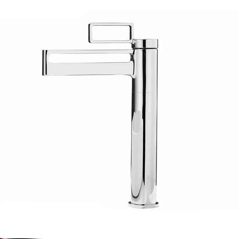 Robinet salle de bain lavabo géométrique - Argenté - Laiton