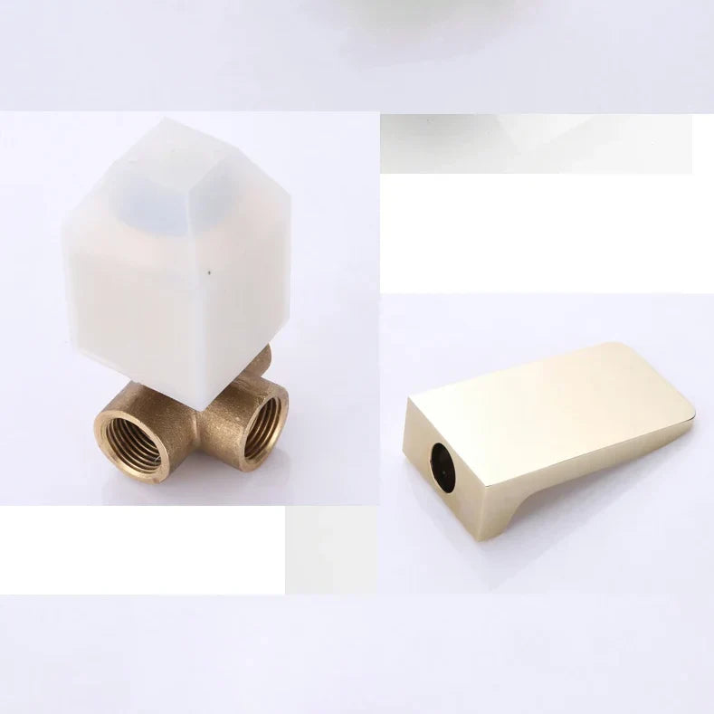 Robinet salle de bain lavabo encastrable mural cascade - Doré - Laiton